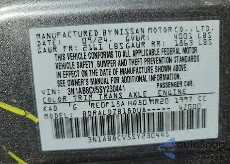 2025 Nissan Sentra Sv z USA, uszkodzony, nr VIN 3N1AB8CV5SY230441